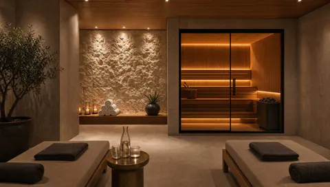 The relaxation room by the sauna